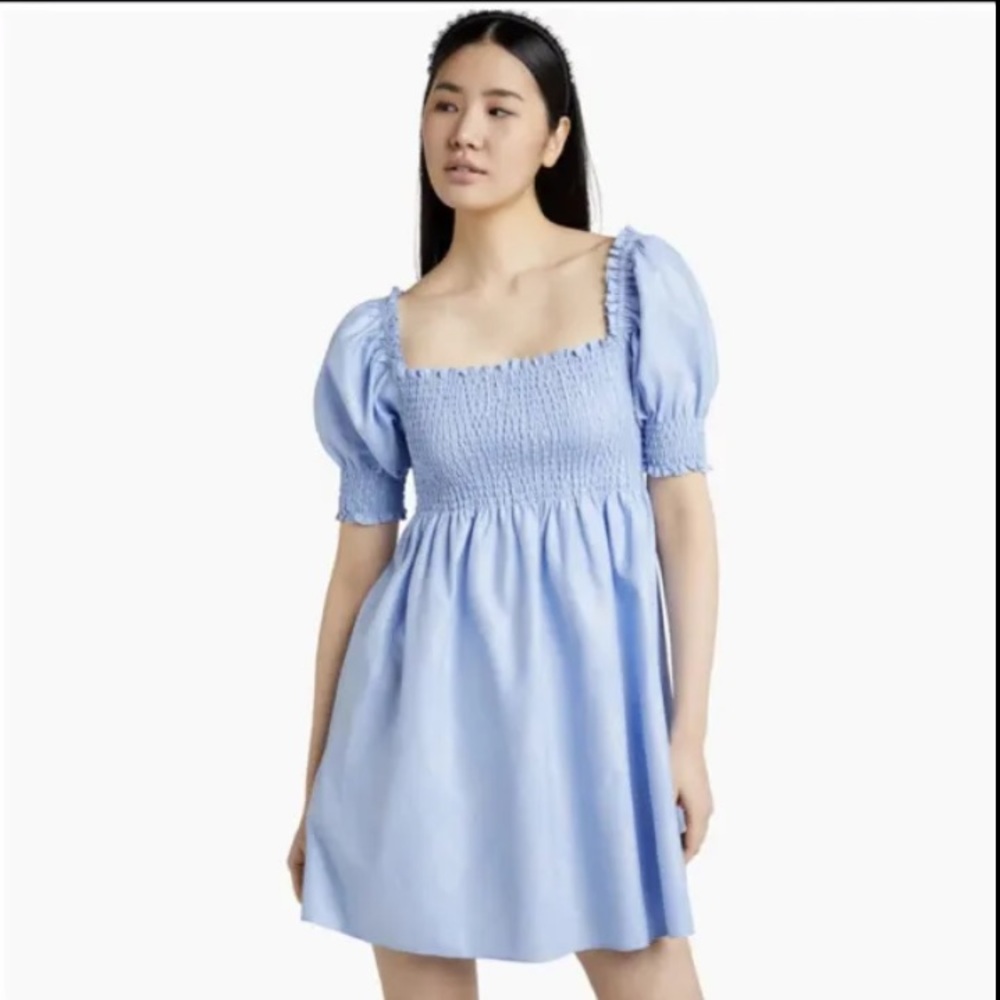 Hill House Athena Light Blue Glitter Check Checkered Dress Size Small S
